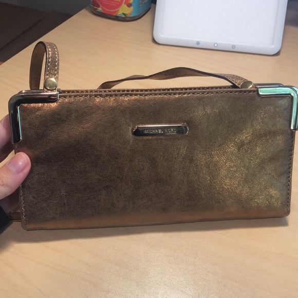 Michael Kors Bronze Leather Clutch - Picture 1 of 10